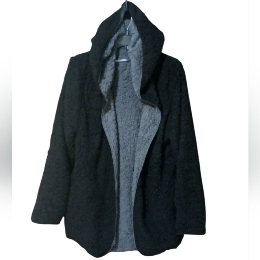 Weatherproof Sherper Hoodie Jacket Black Reversible to Gray. Women's XS
